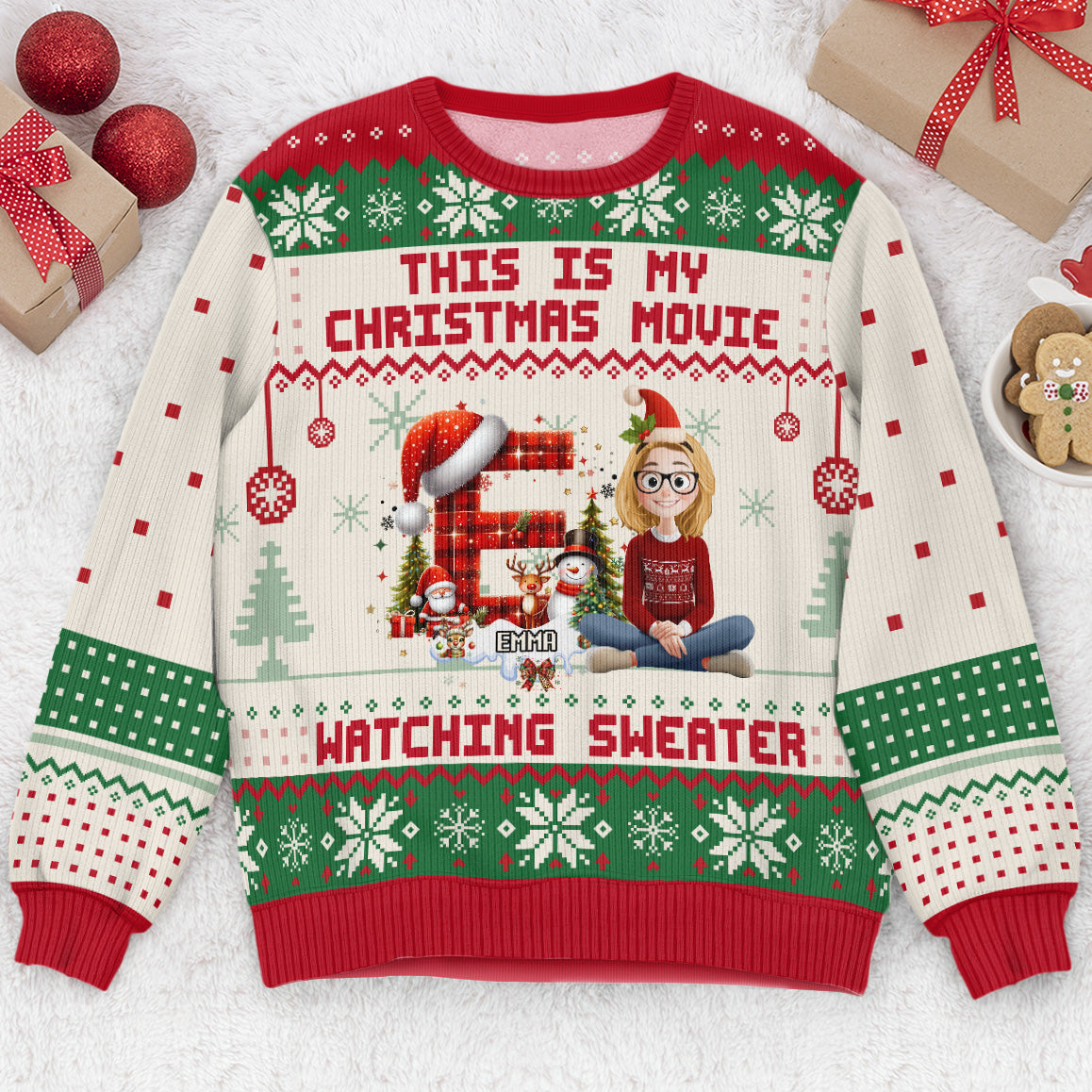 This Is My Christmas Movie Watching Sweater - Personalized Ugly Sweater