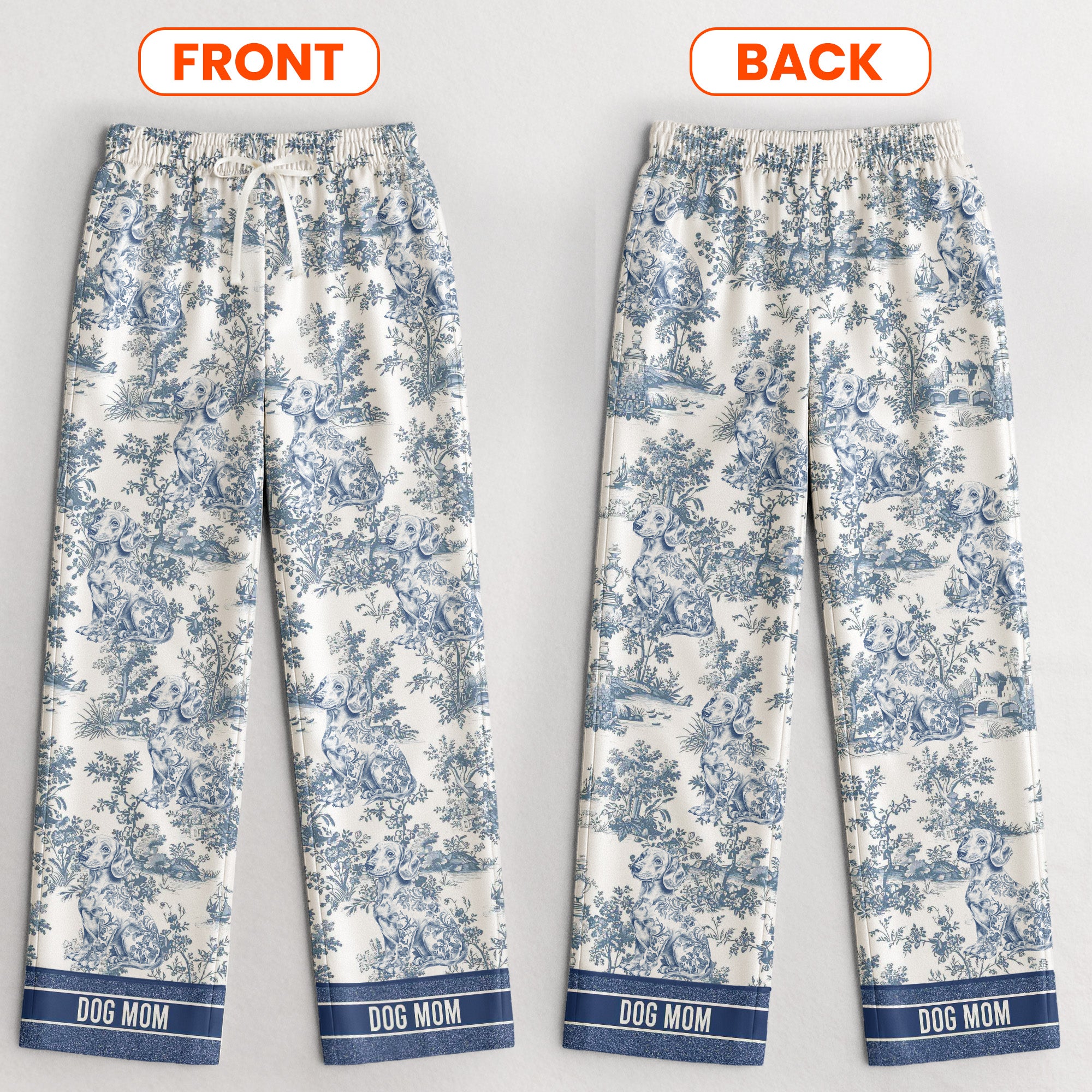 This Is My Pawjama Dog Mom Toile De Jouy - Personalized Satin Pajama Set