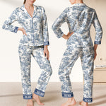 This Is My Pawjama Dog Mom Toile De Jouy - Personalized Satin Pajama Set