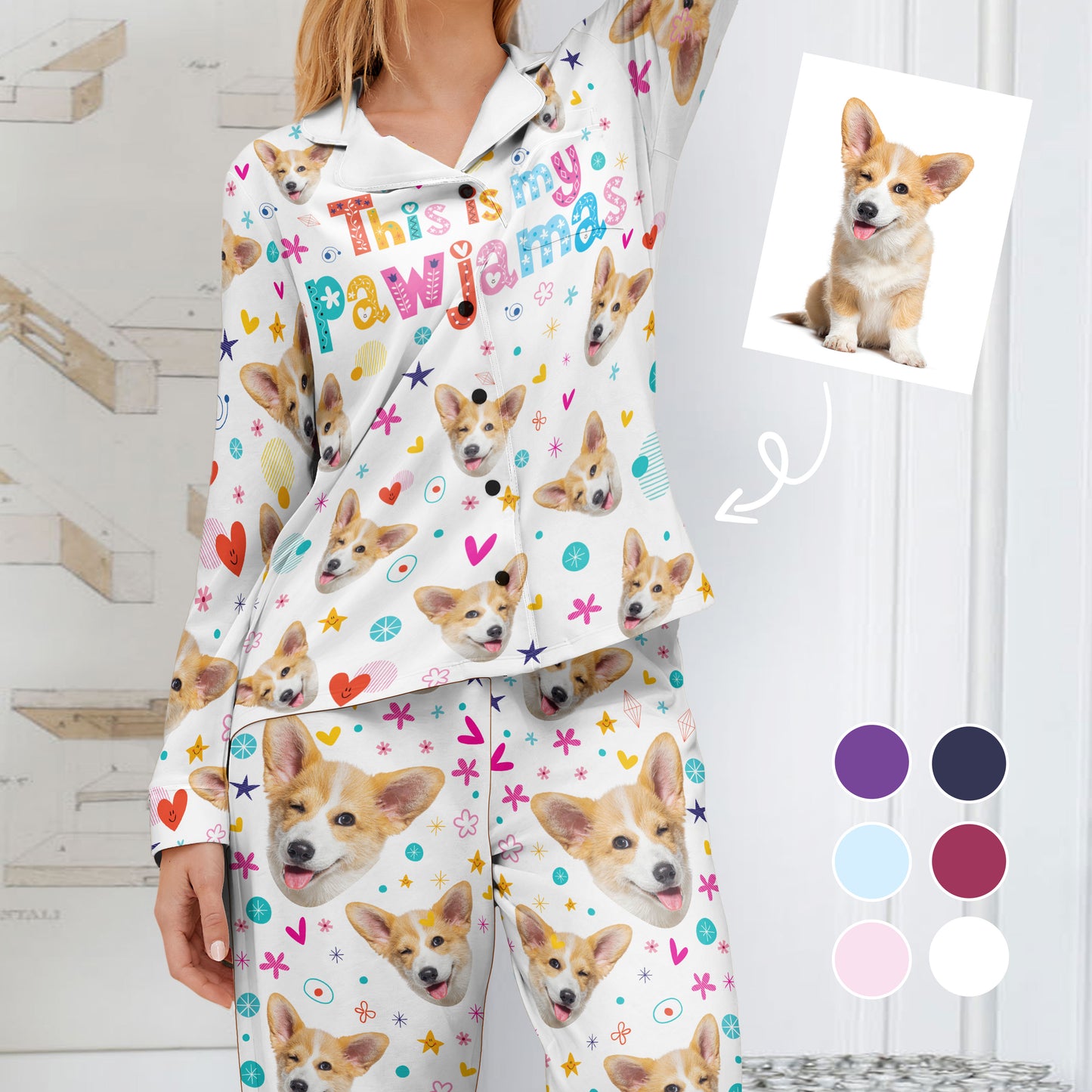 My Pawjamas Custom Funny Dog Cat Pets Face - Personalized Photo Women's Pajamas Set