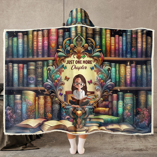 This Is My Reading Blanket, Fantasy Bookshelf - Personalized Wearable Blanket Hoodie