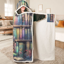This Is My Reading Blanket, Fantasy Bookshelf - Personalized Wearable Blanket Hoodie