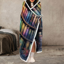 This Is My Reading Blanket, Fantasy Bookshelf - Personalized Wearable Blanket Hoodie