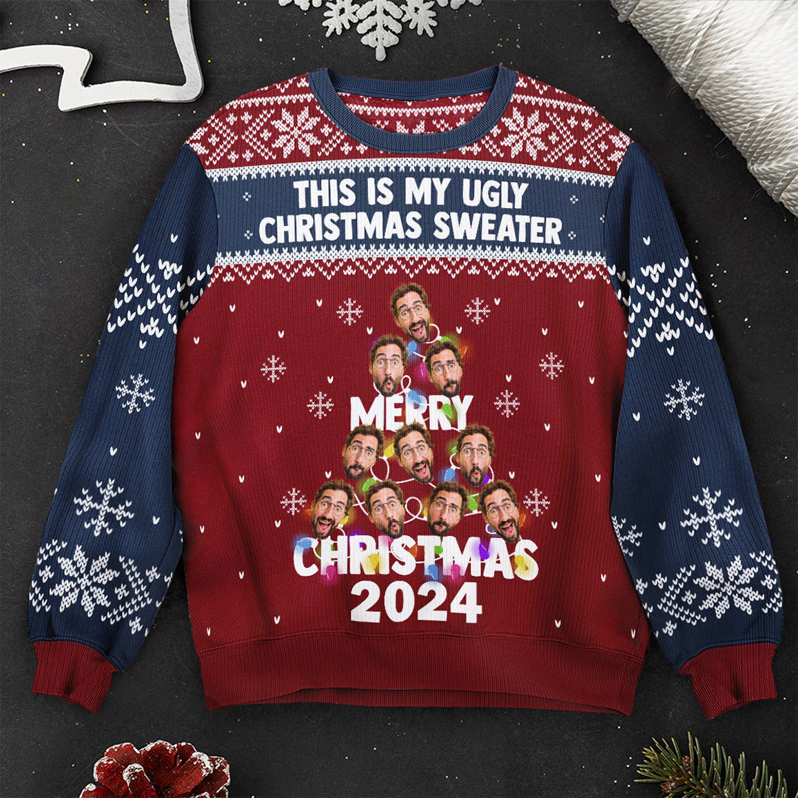 This Is My Ugly Christmas Sweater - Christmas Tree - Personalized Photo Ugly Sweater