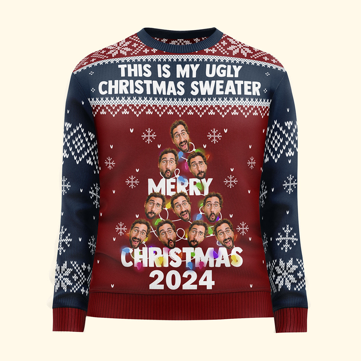 This Is My Ugly Christmas Sweater - Christmas Tree - Personalized Photo Ugly Sweater