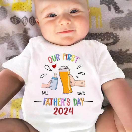 This Is Our First Father's Day - Personalized Baby Onesie