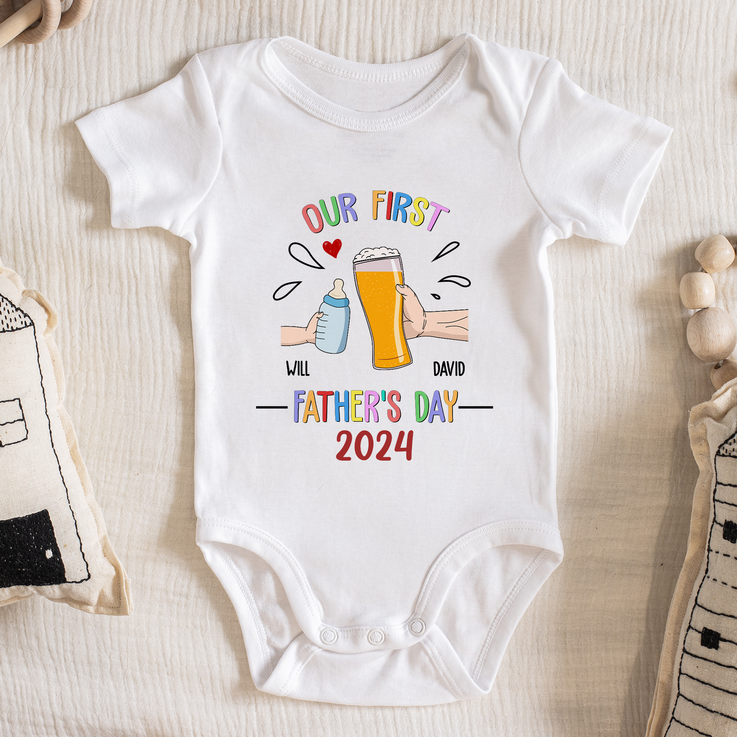 This Is Our First Father's Day - Personalized Baby Onesie