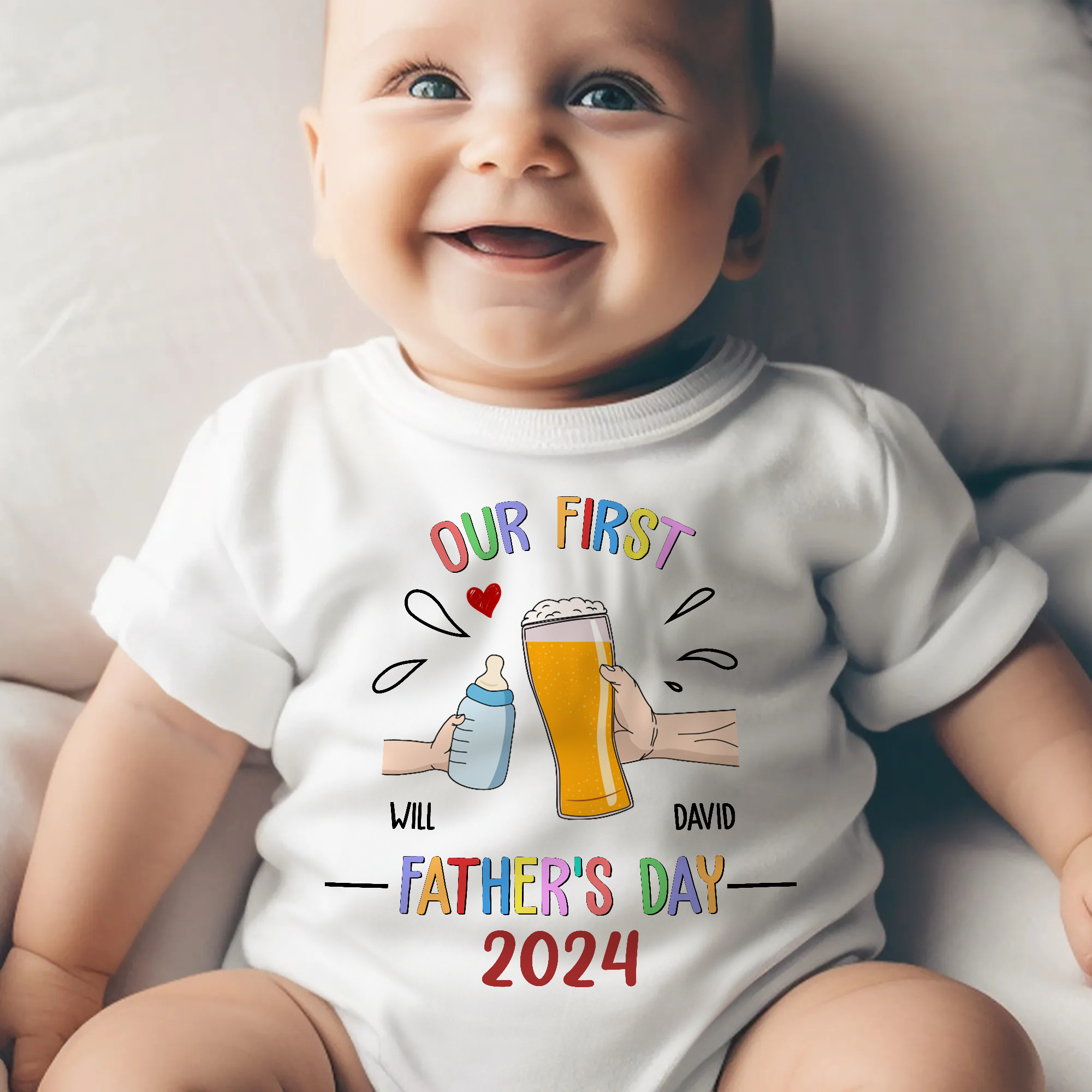 This Is Our First Father's Day - Personalized Baby Onesie