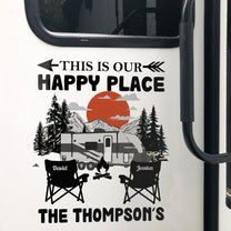 This Is Our Happy Place Custom Campsite Family Name - Personalized RV Decal