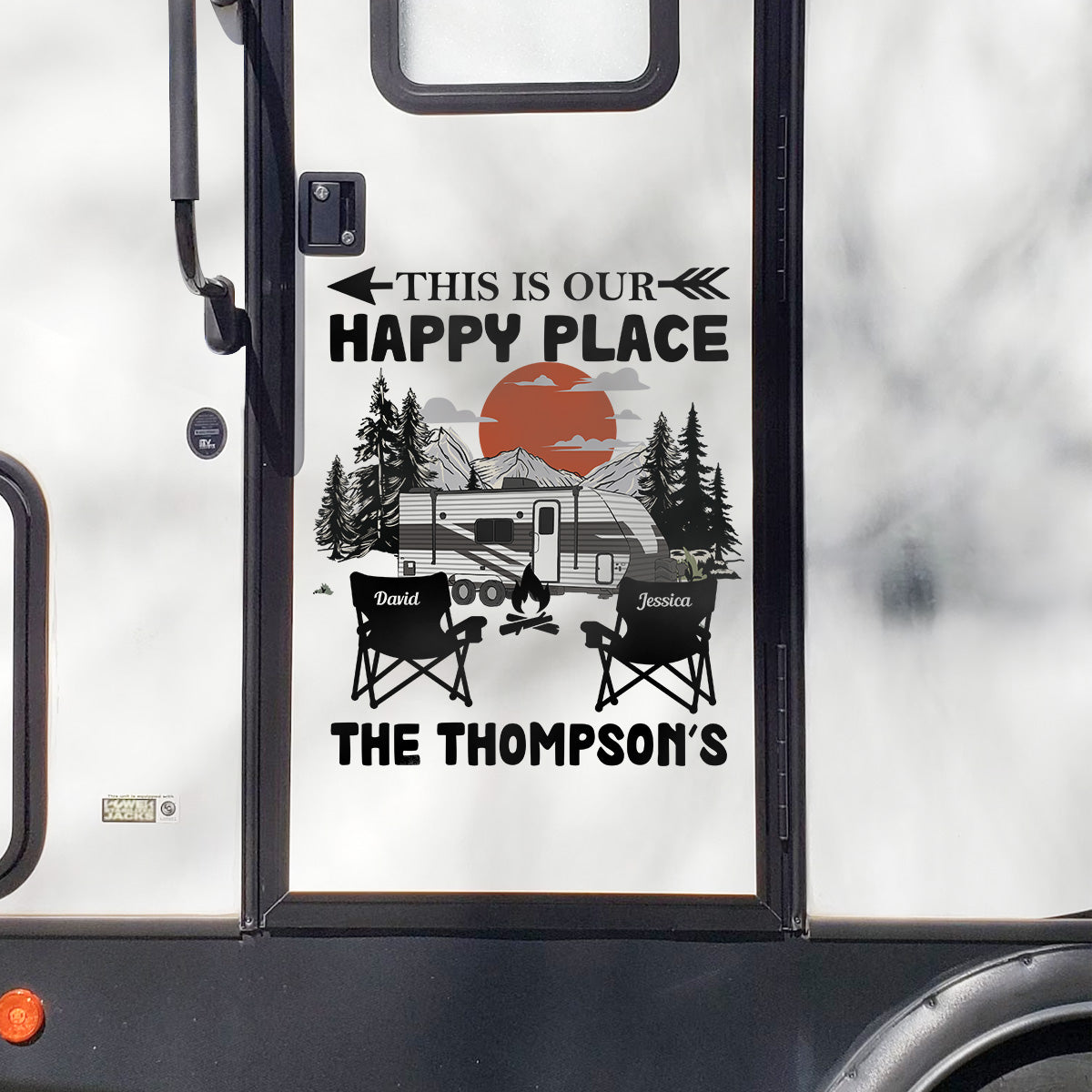 This Is Our Happy Place Custom Campsite Family Name - Personalized RV Decal