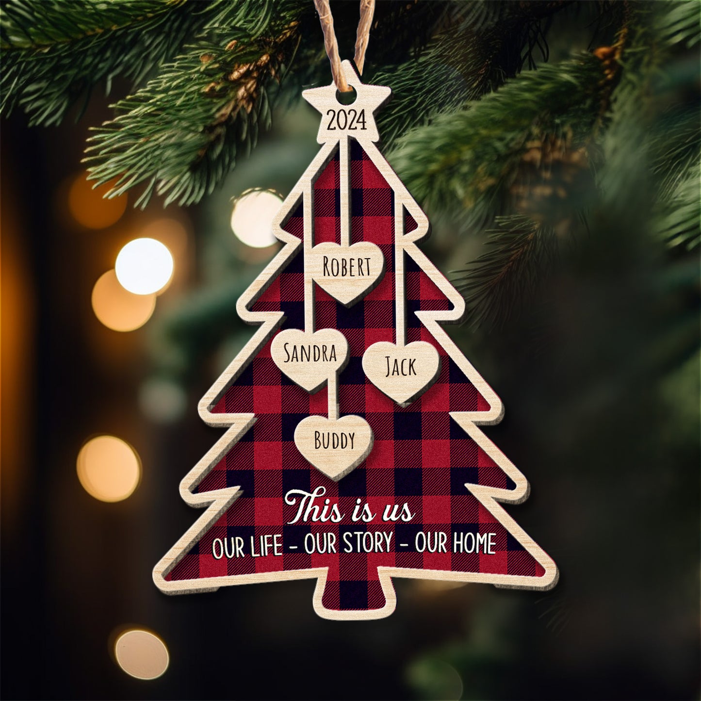 This Is Us - Personalized 2 Layers Wooden Ornament