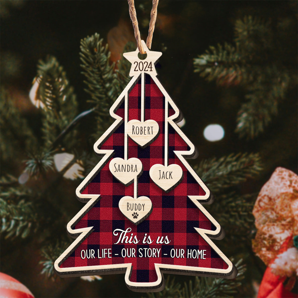 This Is Us - Personalized 2 Layers Wooden Ornament