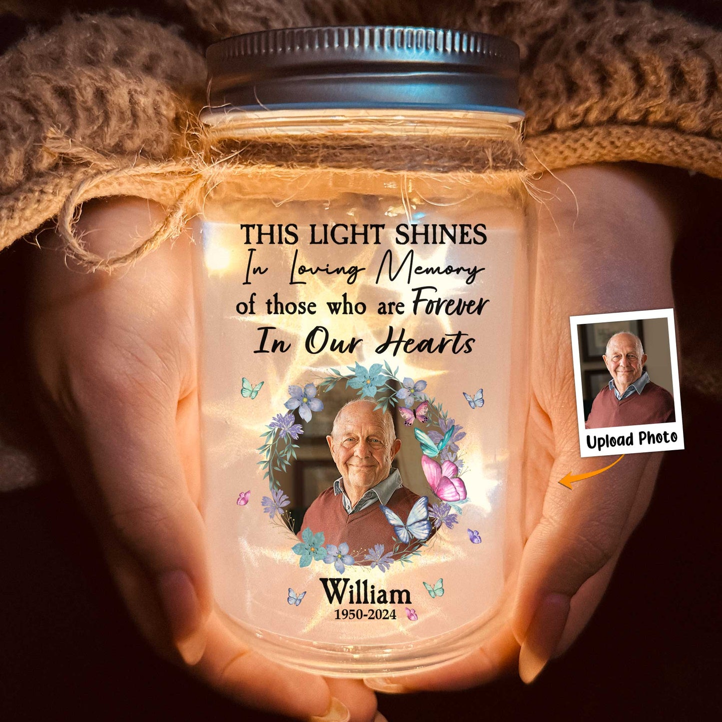 This Light Shines In Loving Memory Of Those - Personalized Photo Mason Jar Light