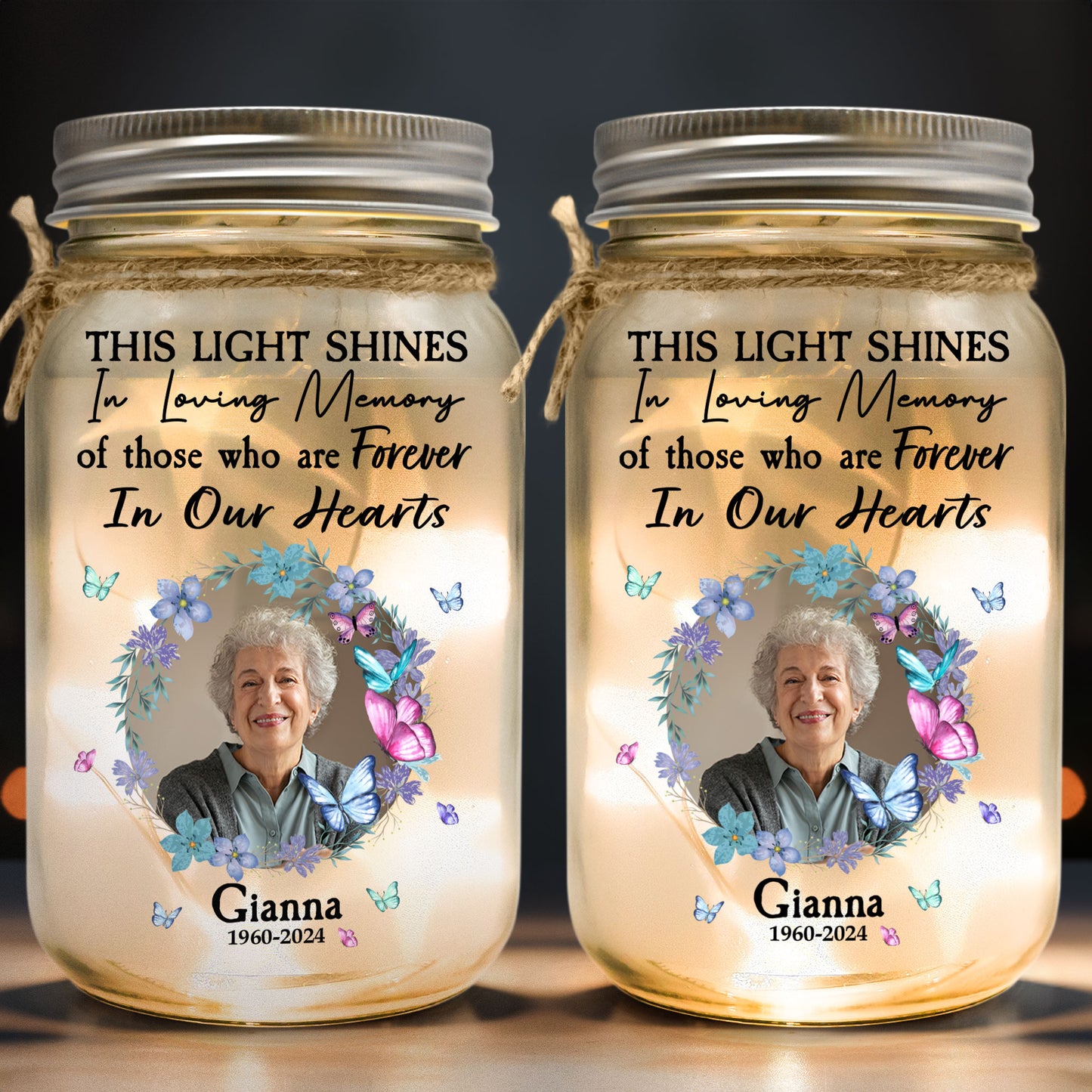 This Light Shines In Loving Memory Of Those - Personalized Photo Mason Jar Light