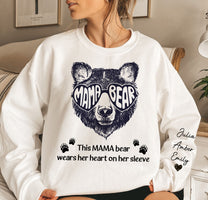 This Mama Bear Wears Her Heart On Her Sleeve - Personalized Sweatshirt