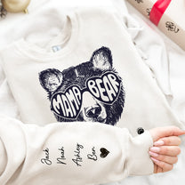 This Mama Bear Wears Her Heart On Her Sleeve - Up To 12 Names - Personalized Sweatshirt