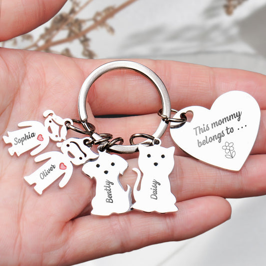 This Mommy Belongs To - Personalized Keychain