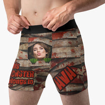 This Monster Belongs To Me - Personalized Photo Men's Boxer Briefs