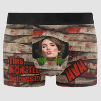 This Monster Belongs To Me - Personalized Photo Men's Boxer Briefs