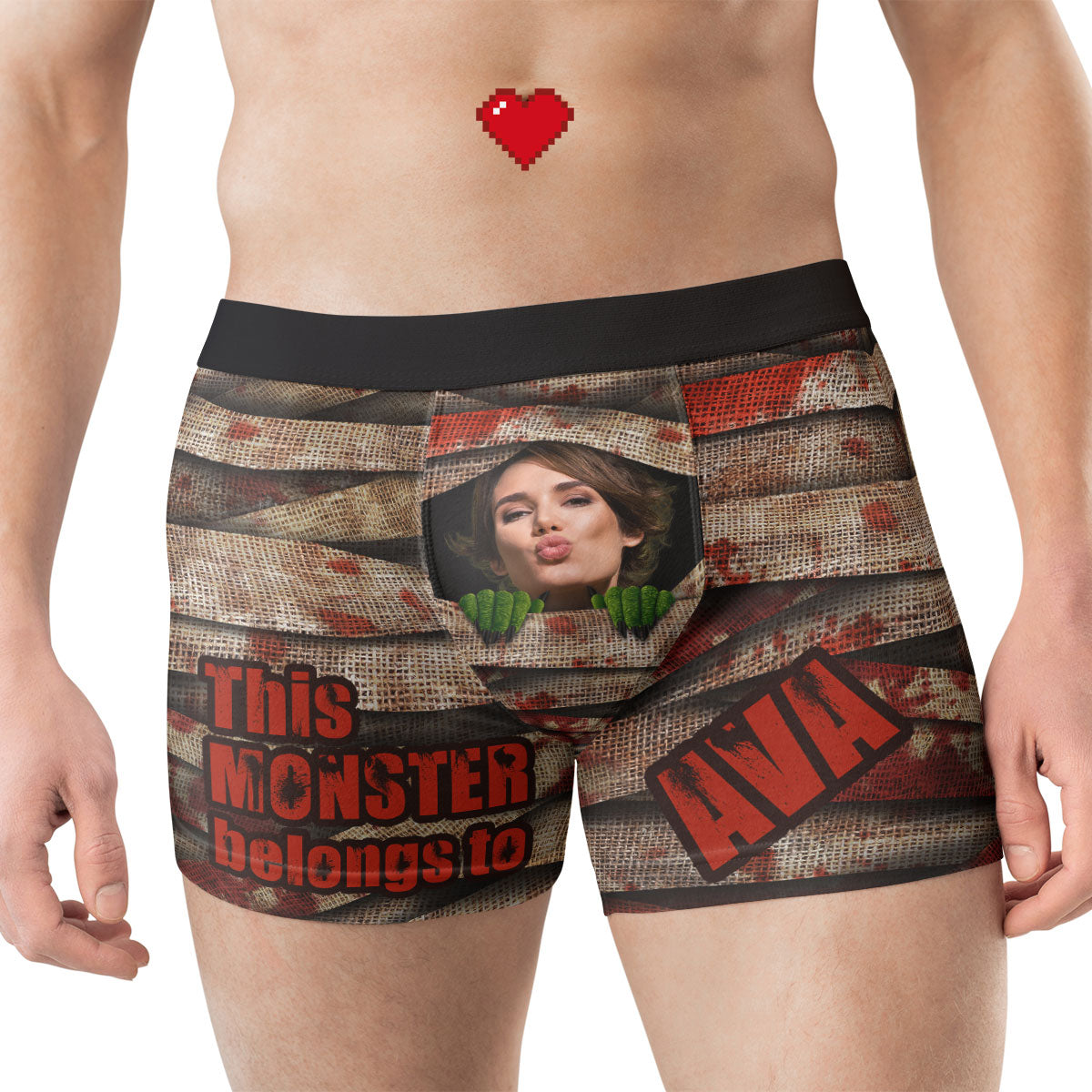 This Monster Belongs To Me - Personalized Photo Men's Boxer Briefs