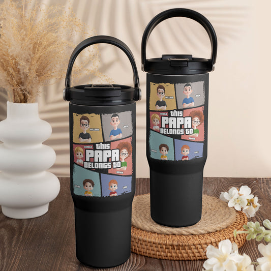 This Papa Belongs To - Personalized 30oz Tumbler With Handle