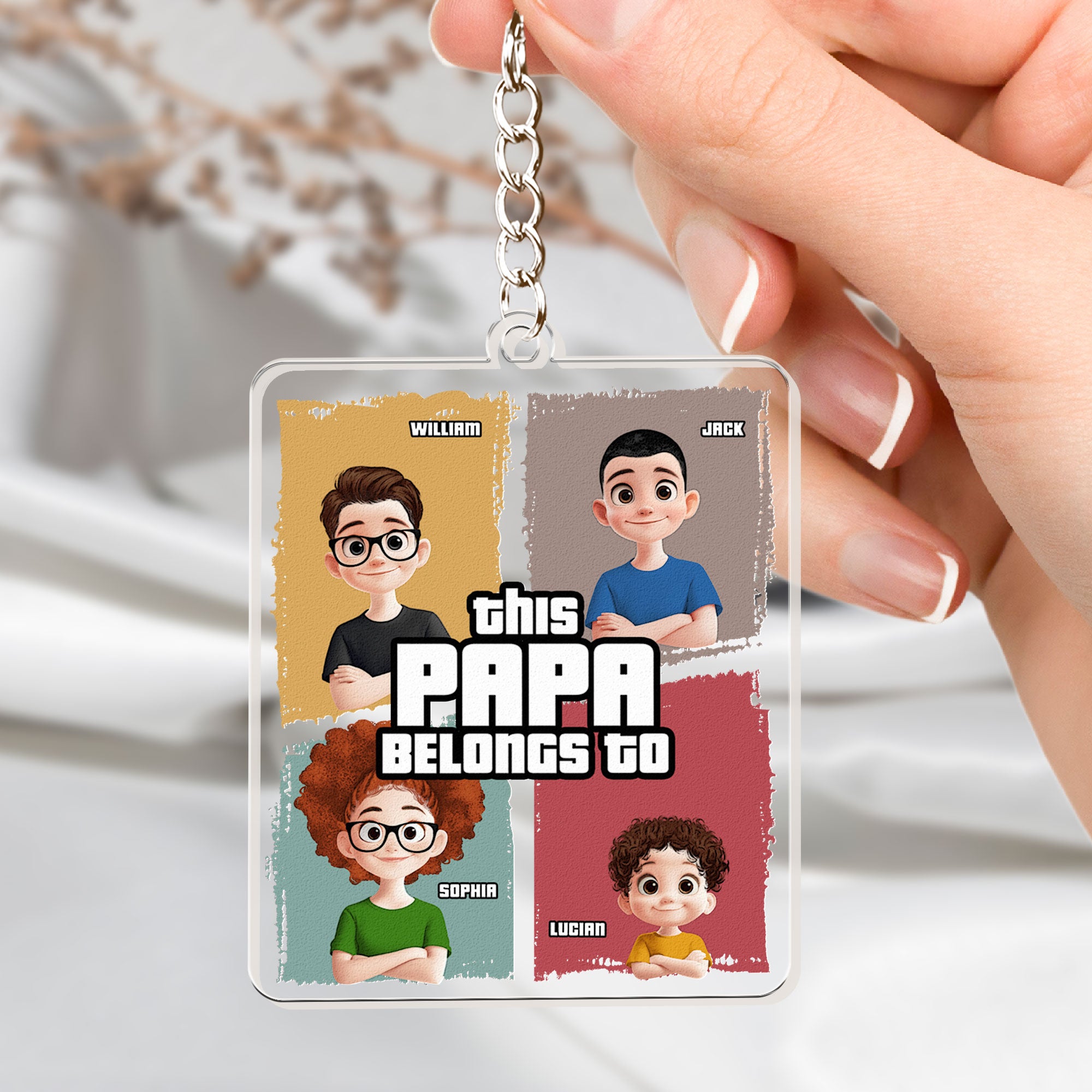 Father's Day Gifts, This Papa Belongs To - Personalized Acrylic Keychain