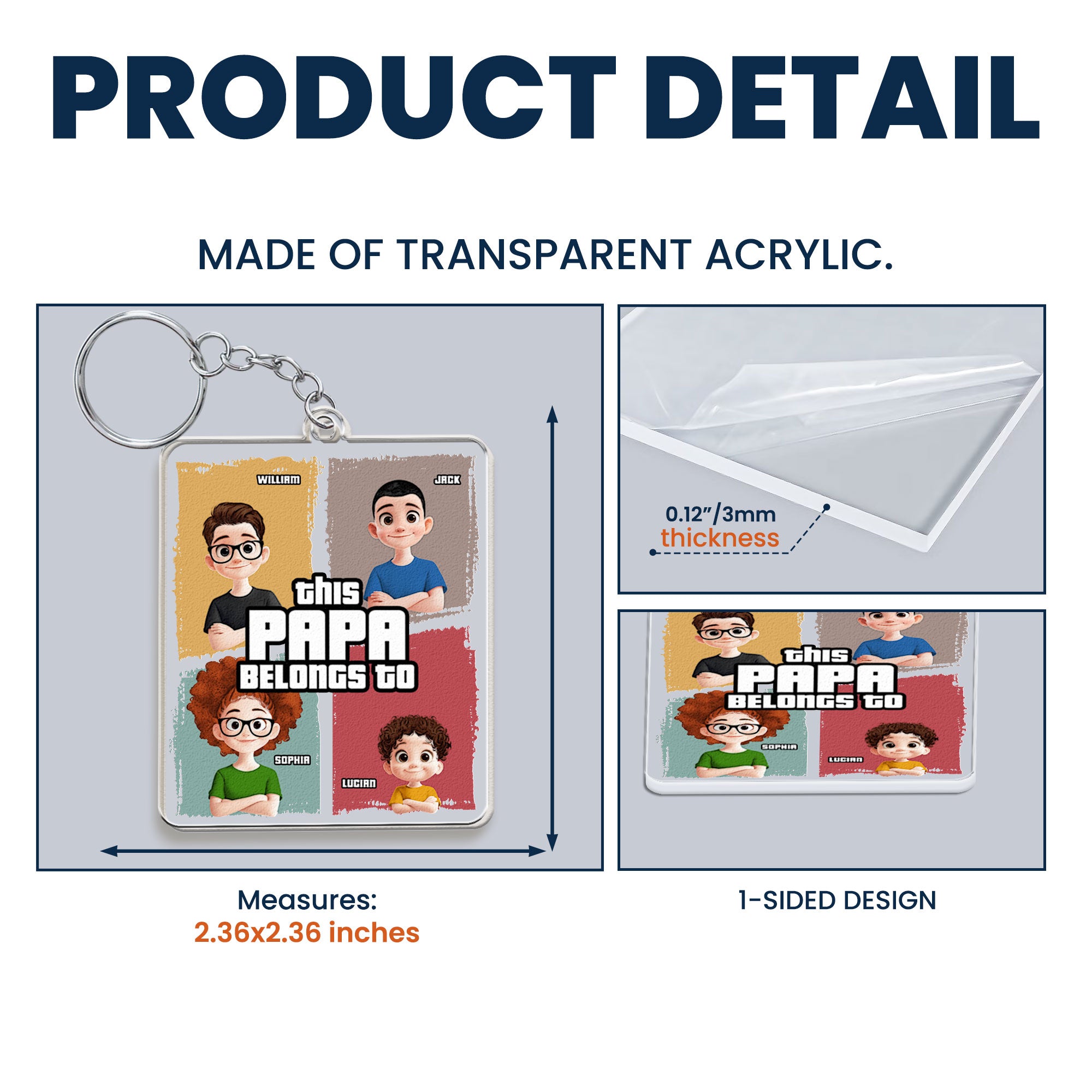 Father's Day Gifts, This Papa Belongs To - Personalized Acrylic Keychain