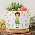 This Tree Grown By Me Gift For Kids - Personalized Ceramic Plant Pot With Tray
