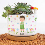 This Tree Grown By Me Gift For Kids - Personalized Ceramic Plant Pot With Tray