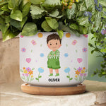 This Tree Grown By Me Gift For Kids - Personalized Ceramic Plant Pot With Tray