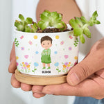 This Tree Grown By Me Gift For Kids - Personalized Ceramic Plant Pot With Tray