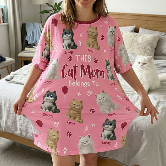 This-Cat-Mom-Belongs-To-Personalized-Sleep--Tee 1