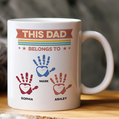This Dad Belongs To - Vintage Version - Personalized Mug
