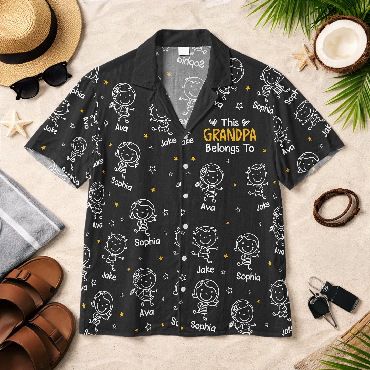 This-Grandpa-Belongs-To-Doodle-Style-Personalized-Hawaiian-Shirt-1
