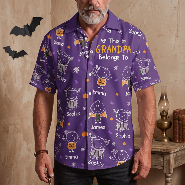 This-Grandpa-Belongs-To-Halloween-Doodle-Ver-Personalized-Hawaiian-Shirt-4