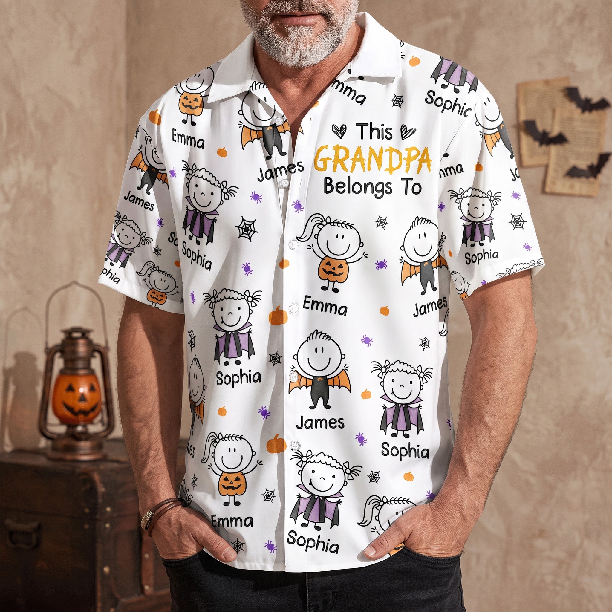 This-Grandpa-Belongs-To-Halloween-Doodle-Ver-Personalized-Hawaiian-Shirt-5