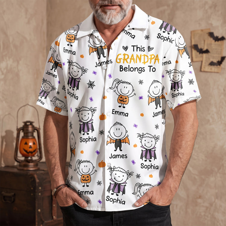This-Grandpa-Belongs-To-Halloween-Doodle-Ver-Personalized-Hawaiian-Shirt-5