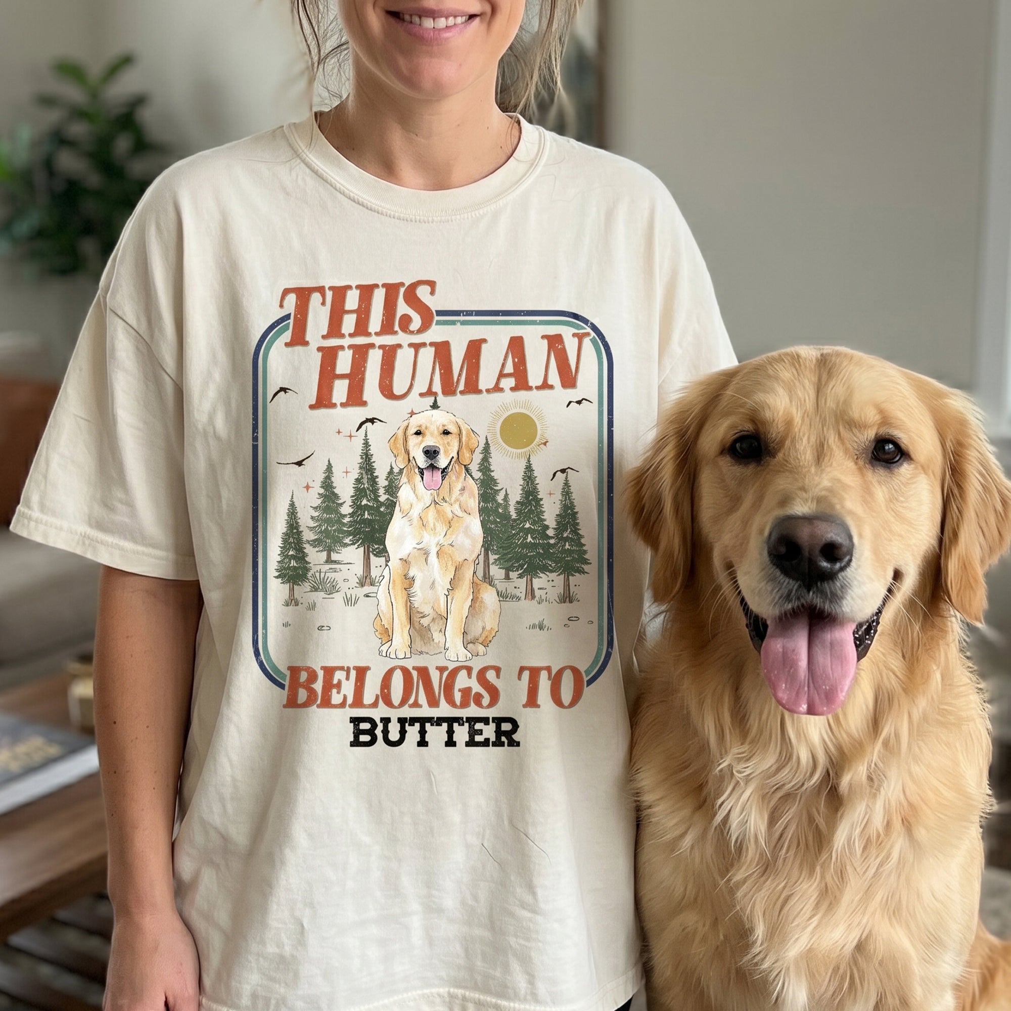 This-Human-Belongs-To-Custom-Pet-Portrait-Watercolor-Personalized-Shirt-1