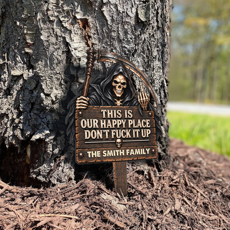 This Is My Happy Place Don't Fck It Up - Halloween Funny Decors - Personalized Garden Stake