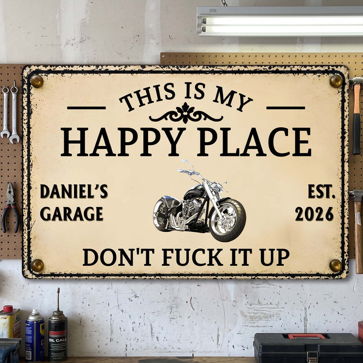 This-Is-My-Happy-Place-Garage-Sign,-Gift-For-Men-For-Him-Personalized-Metal-Sign-(1) 1