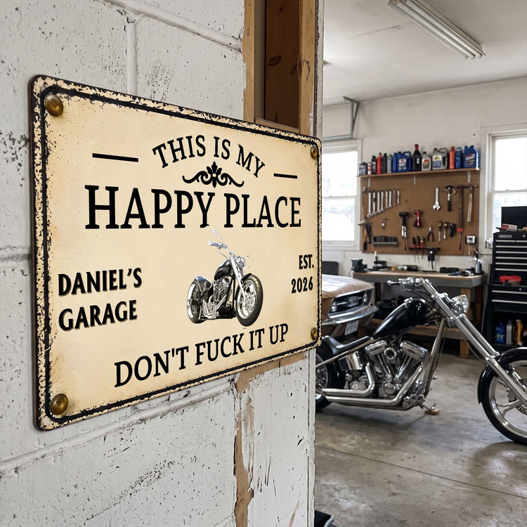 This-Is-My-Happy-Place-Garage-Sign,-Gift-For-Men-For-Him-Personalized-Metal-Sign-(3) 1