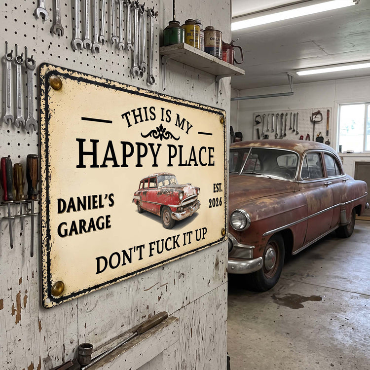 This-Is-My-Happy-Place-Garage-Sign,-Gift-For-Men-For-Him-Personalized-Metal-Sign-(4) 1