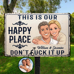 This-Is-Our-Happy-Place-Custom-Couple-Photo-Cartoon-Art-Personalized-Metal-Sign-1