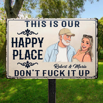 This-Is-Our-Happy-Place-Custom-Couple-Photo-Cartoon-Art-Personalized-Metal-Sign-2