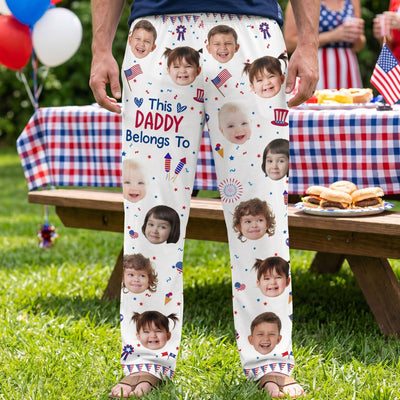 This Papa, Mama Belongs To USA 250 Patriotic Kid Photos - Personalized Lounge Pants