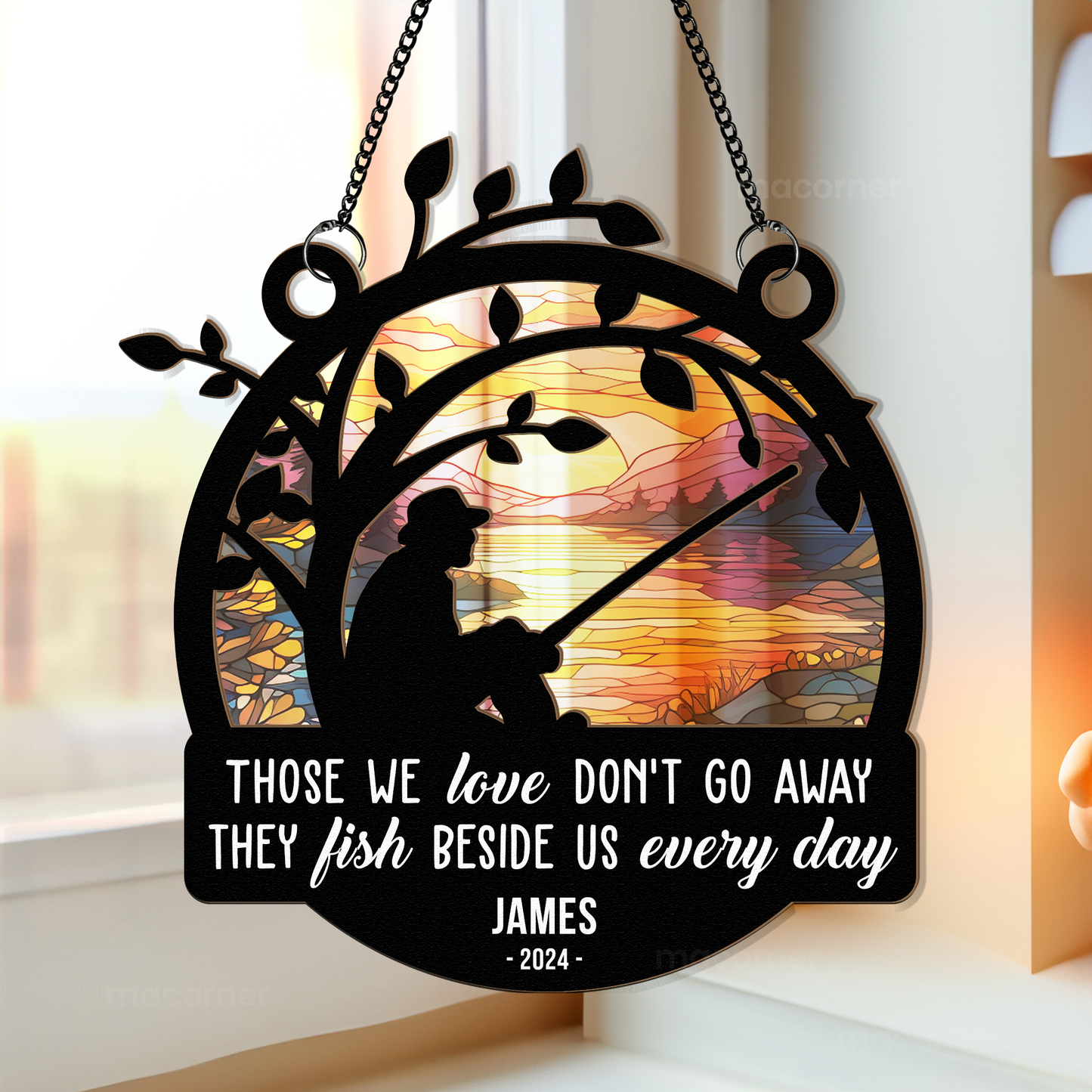 Those We Love Don't Go Away Memorial - Personalized Window Hanging Suncatcher Ornament