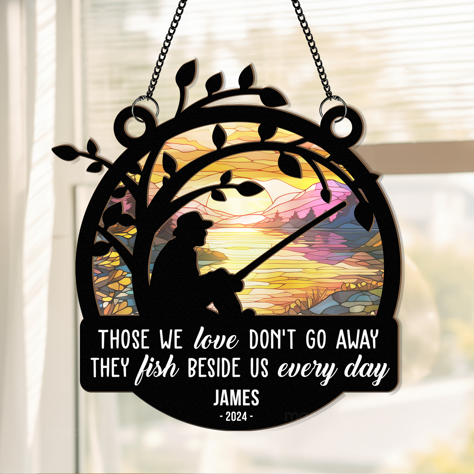 Those We Love Don't Go Away Memorial - Personalized Window Hanging Suncatcher Ornament