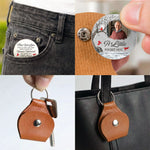 Those We Love Don't Go Away Memorial Gifts - Personalized Leather Photo Pocket Hug