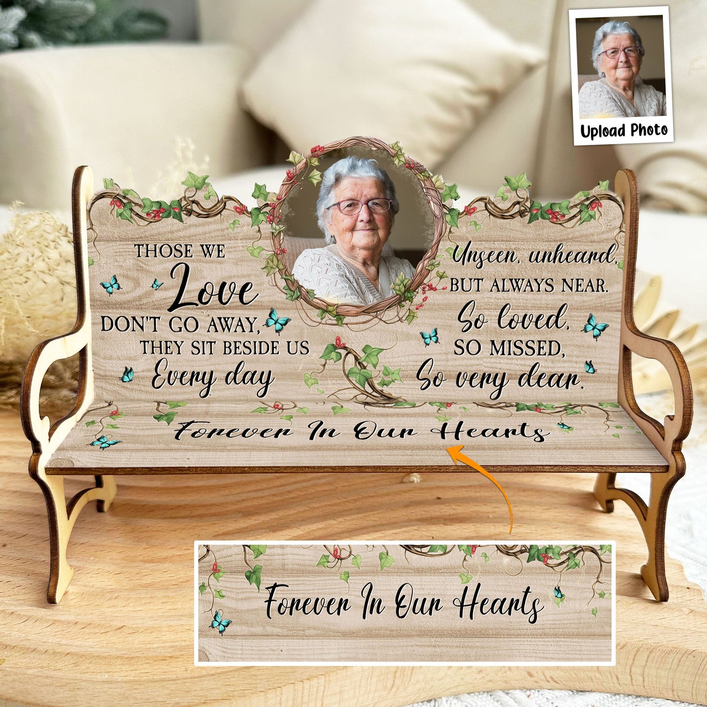 Those We Love Sit Beside Us - Personalized Photo Memorial Bench