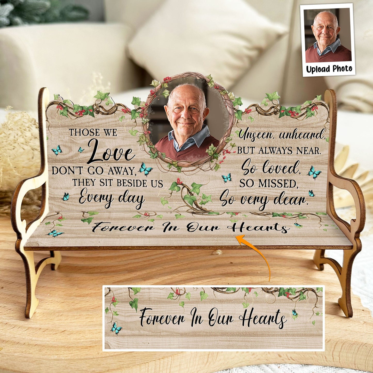 Those We Love Sit Beside Us - Personalized Photo Memorial Bench